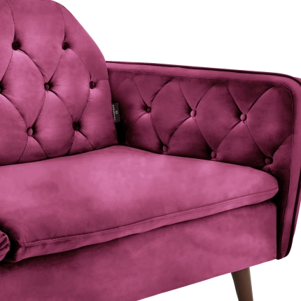 Sarantino Faux Velvet Tufted Sofa Bed Couch Futon - Burgundy - Image 7