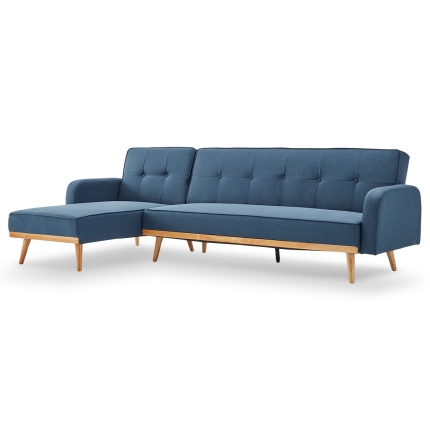 Sarantino 3-Seater Corner Sofa Bed with Chaise Lounge - Blue - Image 4