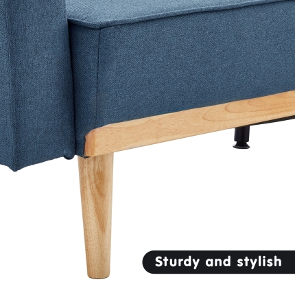 Sarantino 3-Seater Corner Sofa Bed with Chaise Lounge - Blue - Image 10