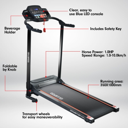 Powertrain V25 Foldable Treadmill Home Gym Cardio Walk Machine - Image 3