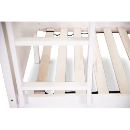 Zinnia Single Bunk Bed Frame Solid Rubber Timber Wood Loft Furniture - White - Image 7