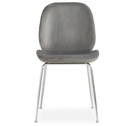Remy Dining Chair Set of 6 Fabric Seat with Metal Frame - Grey - Image 2