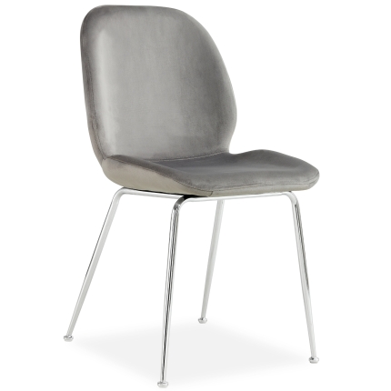 Remy Dining Chair Set of 6 Fabric Seat with Metal Frame - Grey - Image 3