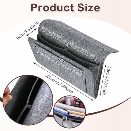 Bed Organiser Bed Caddy Sofa Organiser Bedside Organiser Book Magazines Organiser Grey - Image 3