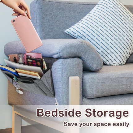 Bed Organiser Bed Caddy Sofa Organiser Bedside Organiser Book Magazines Organiser Grey - Image 7