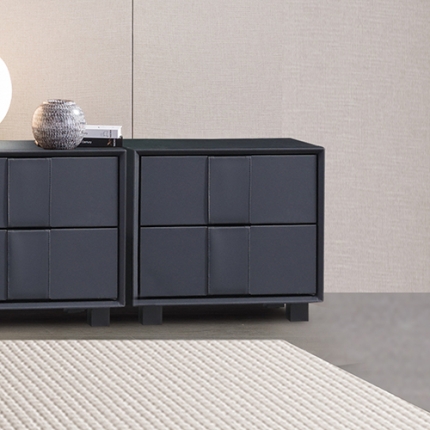 Prado Bedside Table MDF Construction Fabric Upholstery Iron Feet - Image 2