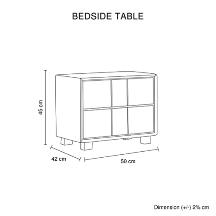Prado Bedside Table MDF Construction Fabric Upholstery Iron Feet - Image 6